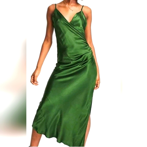 Zara Dresses & Skirts - Zara Emerald Green Satin Dress Size XXL